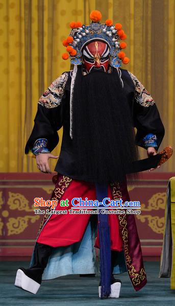 Chi Sang Zhen Chinese Peking Opera Martial Male Garment Costumes and Headwear Beijing Opera Takefu Apparels Bodyguard Wang Chao Clothing