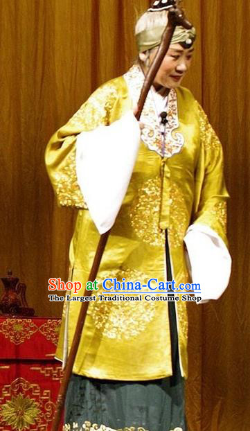 Chinese Beijing Opera Dame Wu Miaozhen Apparels Costumes and Headdress Chi Sang Zhen Traditional Peking Opera Dress Elderly Female Pantaloon Garment