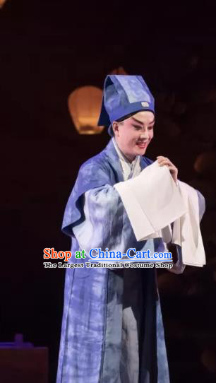 Qing Si Hen Chinese Peking Opera Scholar Wang Kui Garment Costumes and Headwear Beijing Opera Xiaosheng Apparels Young Male Clothing