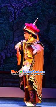 Nan Hai Zi Chinese Peking Opera Qing Dynasty Emperor Shun Zhi Garment Costumes and Headwear Beijing Opera Xiaosheng Apparels Young Male Clothing