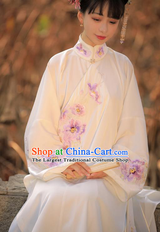Chinese Ancient Patrician Lady Historical Costumes Traditional Embroidered Hanfu Dress Ming Dynasty Garment for Women