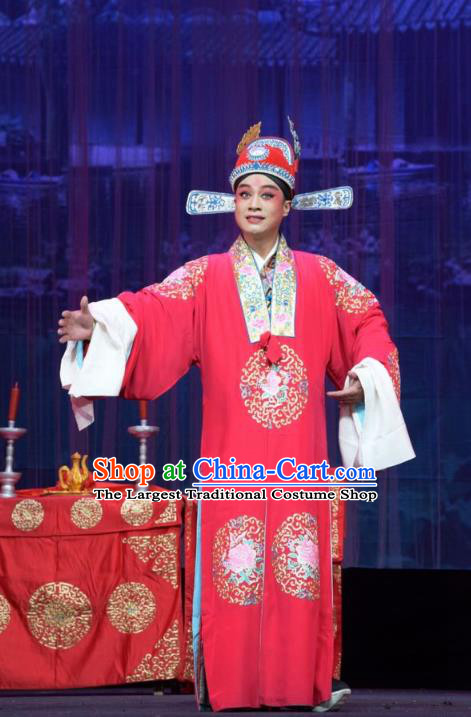 Li Hua Return Tang Chinese Shanxi Opera Bridegroom Xue Dingshan Apparels Costumes and Headpieces Traditional Jin Opera Young Male Garment Xiaosheng Clothing