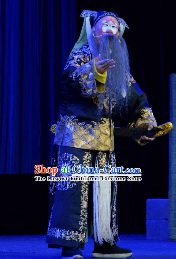 Li Hua Return Tang Chinese Shanxi Opera Elderly Soldier Apparels Costumes and Headpieces Traditional Jin Opera Garment Clown Clothing