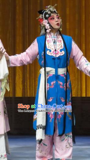 Chinese Hebei Clapper Opera Maidservant Garment Costumes and Headdress The Story of Jade Bracelet Traditional Bangzi Opera Xiaodan Dress Luan Ying Apparels