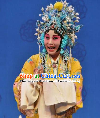 Chinese Shanxi Clapper Opera Princess Yin Ping Garment Costumes and Headdress Jin Shui Bridge Traditional Bangzi Opera Hua Tan Dress Apparels