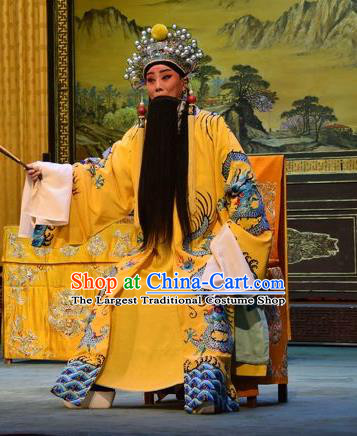Da Jin Zhi Chinese Shanxi Opera Emperor Apparels Costumes and Headpieces Traditional Jin Opera Monarch Garment Elderly Male Clothing