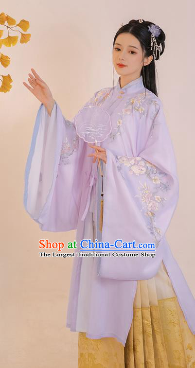Chinese Ming Dynasty Rich Lady Embroidered Hanfu Dress Traditional Apparels Ancient Noble Female Historical Costumes