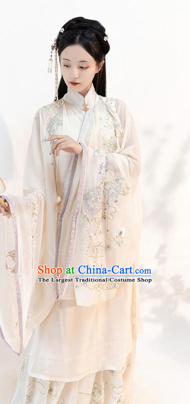 Chinese Ming Dynasty Noble Female Historical Costumes Traditional Apparels Ancient Rich Lady Embroidered Hanfu Dress for Women