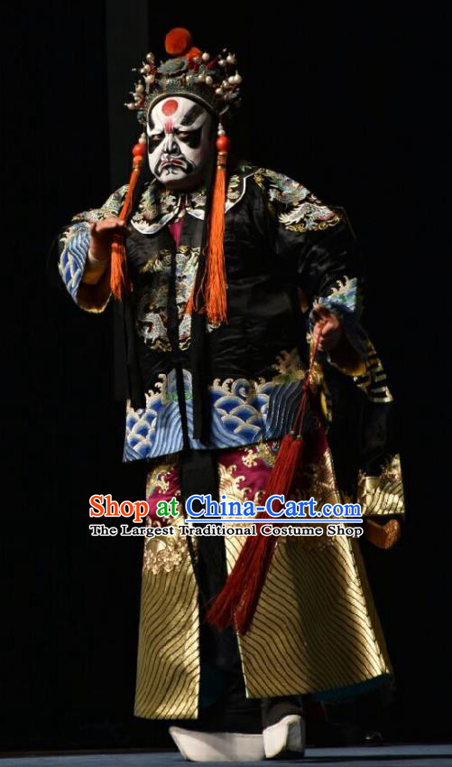 Wo Hu Ling Chinese Shanxi Opera Martial Male Apparels Costumes and Headpieces Traditional Jin Opera Wusheng Garment Steward Tang Dan Clothing