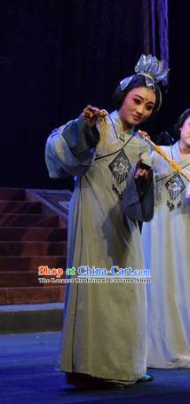 Chinese Jin Opera Court Maid Garment Costumes and Headdress Madam Ruyi Traditional Shanxi Opera Servant Girl Dress Young Lady Apparels