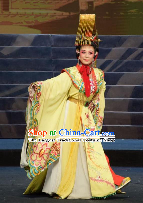 Chinese Jin Opera Queen Wu Zetian Garment Costumes and Headdress Madam Ruyi Traditional Shanxi Opera Court Empress Dress Diva Apparels