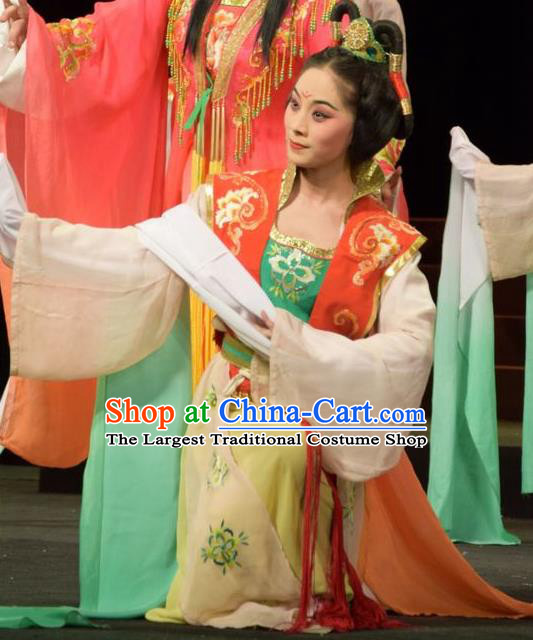 Chinese Jin Opera Palace Lady Garment Costumes and Headdress Madam Ruyi Traditional Shanxi Opera Xiaodan Dress Court Maid Apparels