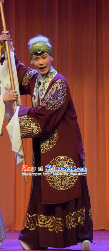Chinese Jin Opera Laodan Garment Costumes and Headdress Han Yang Court Traditional Shanxi Opera Pantaloon Dress Dame Apparels