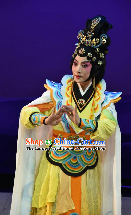 Chinese Jin Opera Martial Woman Garment Costumes and Headdress Xiong Guan Niang Zi Traditional Shanxi Opera Female General Dress Princess Pingyang Apparels