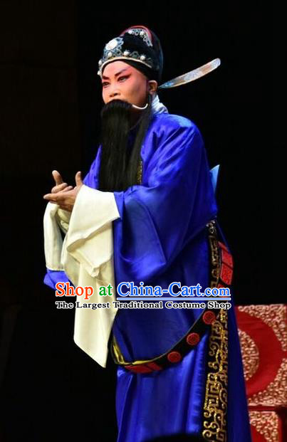 Fifteen Strings of Cash Chinese Shanxi Opera Official Zhou Chen Apparels Costumes and Headpieces Traditional Jin Opera Elderly Male Garment Laosheng Clothing
