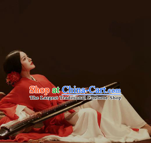 Chinese Qin Dynasty Imperial Consort Historical Costumes Traditional Historical Drama Apparels Ancient Royal Female Red Hanfu Dress