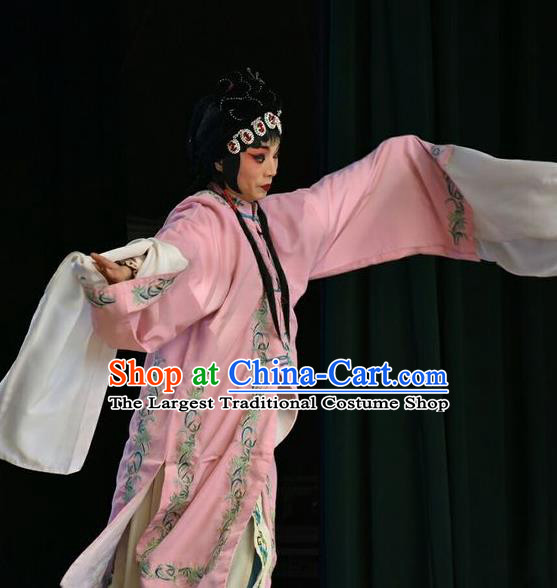 Chinese Jin Opera Actress Zhong Wuyan Garment Costumes and Headdress Traditional Shanxi Opera Hua Tan Apparels Queen Pink Dress