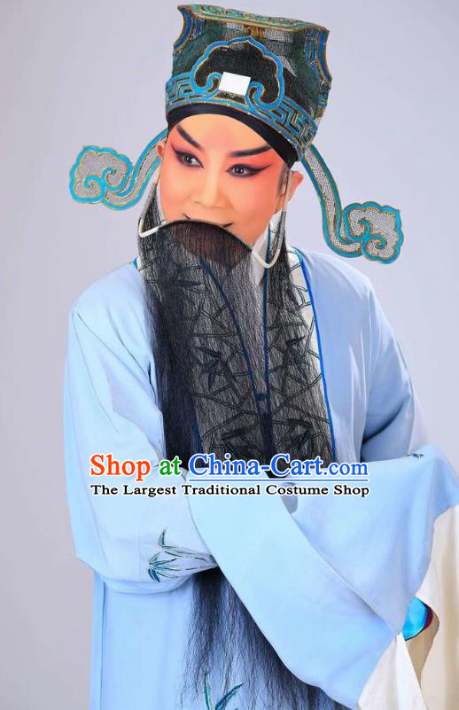 Chinese Shanxi Opera King of Qi Apparels Costumes and Headpieces Traditional Jin Opera Laosheng Garment Elderly Male Clothing