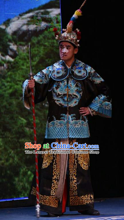 San Guan Dian Shuai Chinese Shanxi Opera Soldier Apparels Costumes and Headpieces Traditional Jin Opera Warrior Garment Figurant Clothing