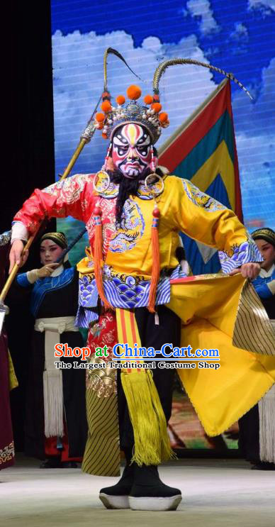 San Guan Dian Shuai Chinese Shanxi Opera General Xiao Tianzuo Apparels Costumes and Headpieces Traditional Jin Opera Martial Male Garment Marshal Clothing