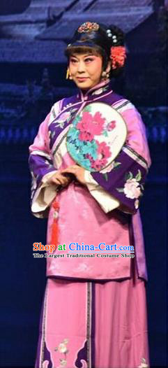 Chinese Jin Opera Mistress Garment Costumes and Headdress Wang Jia Da Yuan Traditional Shanxi Opera Young Female Dress Rich Madam Apparels