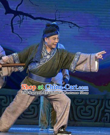 Qing Ming Chinese Shanxi Opera Farmer Apparels Costumes and Headpieces Traditional Jin Opera Country Male Garment Civilian Clothing
