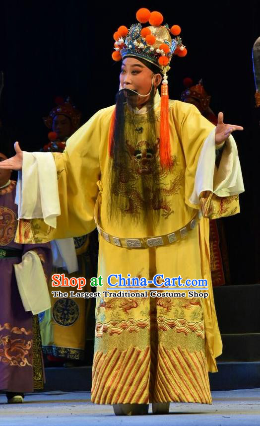 Fenyang King Chinese Shanxi Opera Tang Dynasty Emperor Apparels Costumes and Headpieces Traditional Jin Opera Laosheng Garment Monarch Clothing