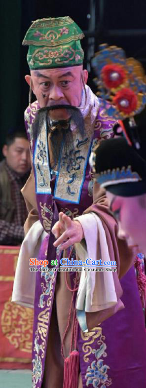 Chun Jiang Yue Chinese Shanxi Opera Clown Apparels Costumes and Headpieces Traditional Jin Opera Elderly Male Garment Landlord Liu Er Clothing