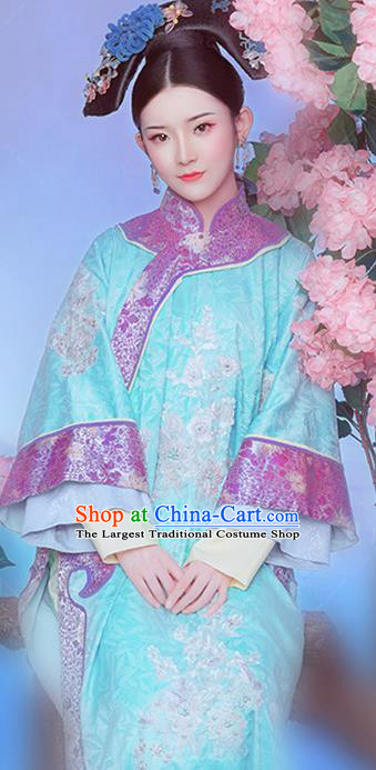 Chinese Traditional Drama Palace Princess Hanfu Dress Ancient Apparels Qing Dynasty Manchu Lady Historical Costumes and Headpieces Complete Set