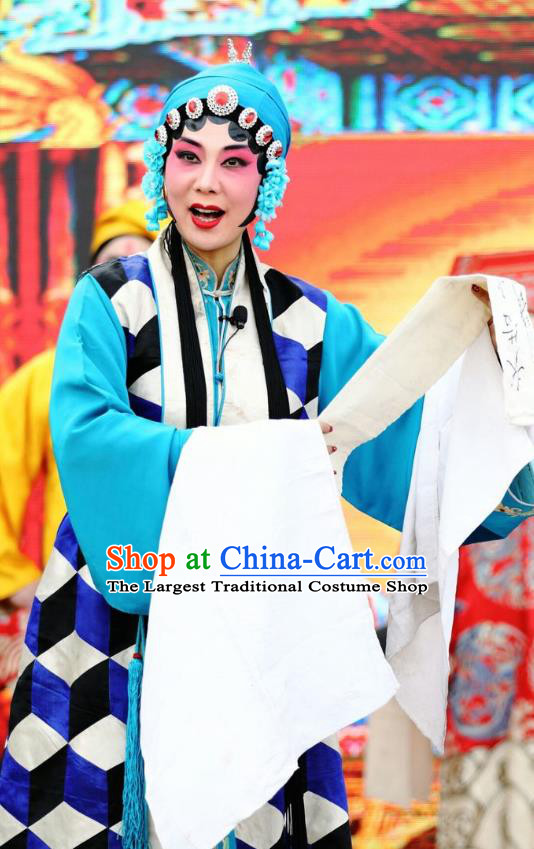 Chinese Jin Opera Diva Su Yun Garment Costumes and Headdress Shuang Luo Shan Traditional Shanxi Opera Actress Apparels Taoist Nun Dress