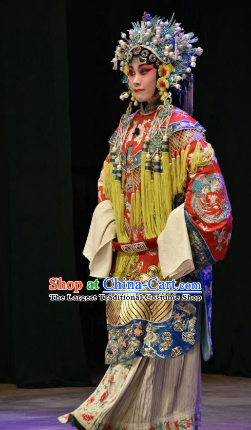 Chinese Jin Opera Hua Tan Garment Costumes and Headdress Huang Bi Gong Traditional Shanxi Opera Actress Apparels Princess Consort Dress