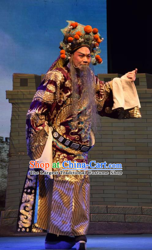 Shou Jiang Wei Chinese Shanxi Opera Prefecture Ma Zun Apparels Costumes and Headpieces Traditional Jin Opera Elderly Male Garment Official Clothing