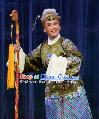 Chinese Jin Opera Laodan Garment Costumes and Headdress Mu Guiying Command Traditional Shanxi Opera Dowager Countess Apparels Elderly Woman Dress