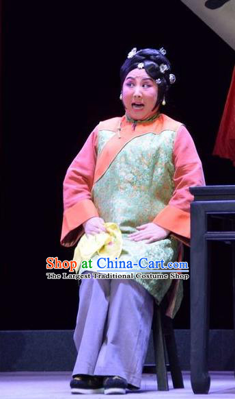 Chinese Jin Opera Elderly Female Garment Costumes and Headdress The Legend of Jin E Traditional Shanxi Opera Woman Matchmaker Apparels Female Servant Dress