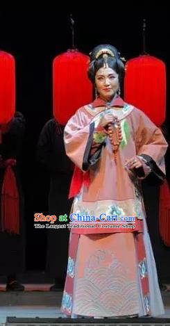 Chinese Jin Opera Young Mistress Garment Costumes and Headdress Red Lantern Traditional Shanxi Opera Actress Apparels Rich Woman Dress