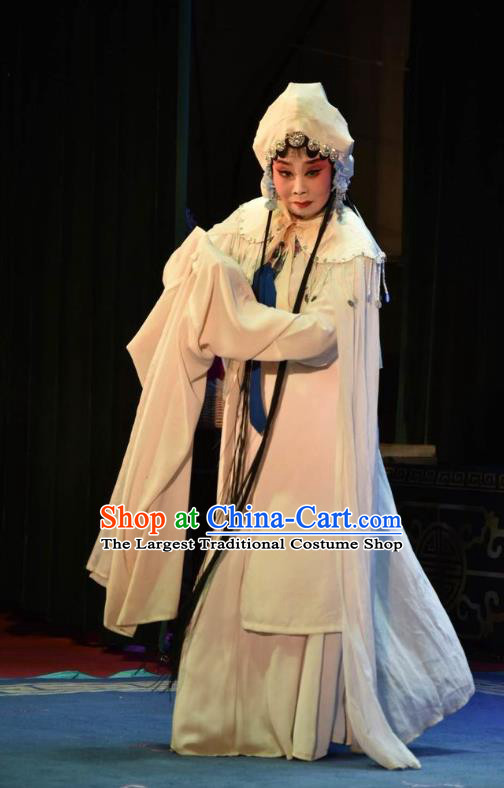 Chinese Clapper Opera Diva Wang Qianjin Garment Costumes and Headdress The Crimson Palm Traditional Bangzi Opera Actress Apparels Distress Maiden Dress