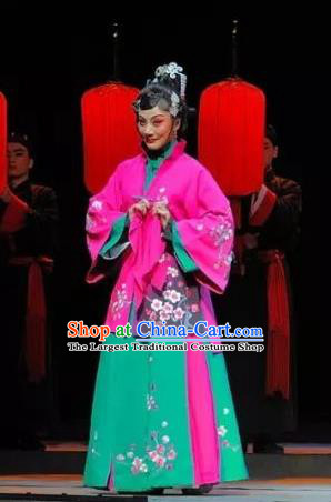 Chinese Jin Opera Rich Consort Garment Costumes and Headdress Red Lantern Traditional Shanxi Opera Actress Apparels Young Mistress Dress