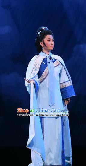 Chinese Shandong Opera Young Female Garment Costumes and Headdress You Bai Chuan Traditional Lu Opera Actress Apparels Mistress Dress