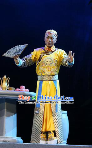You Bai Chuan Chinese Lu Opera Young Male Apparels Costumes and Headpieces Traditional Shandong Opera Monarch Garment Qing Dynasty Emperor Tongzhi Clothing