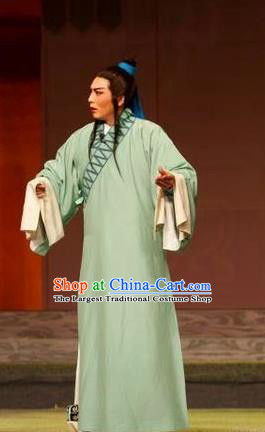Chang Bai Han Ru Chinese Lu Opera Young Male Apparels Costumes and Headpieces Traditional Shandong Opera Xiaosheng Garment Scholar Zhu Yue Clothing