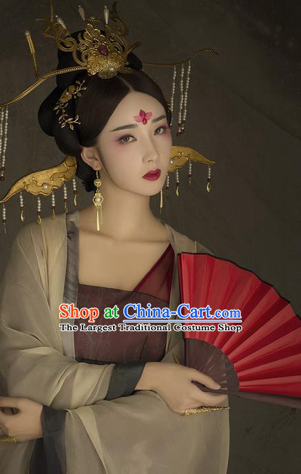 Chinese Drama Ancient Royal Queen Dress Traditional Court Hanfu Apparels Tang Dynasty Imperial Empress Historical Costumes and Headdress for Women