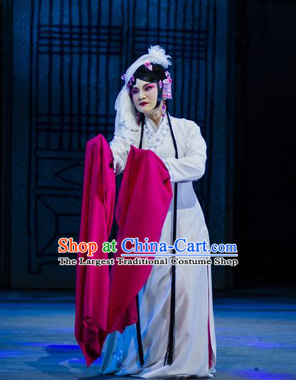 Chinese Han Opera Distress Woman Garment Jin Lian Costumes and Headdress Traditional Hubei Hanchu Opera Young Female Apparels Diva Pan Jinlian Dress
