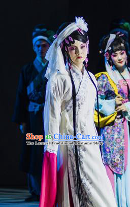 Chinese Han Opera Distress Woman Garment Jin Lian Costumes and Headdress Traditional Hubei Hanchu Opera Young Female Apparels Diva Pan Jinlian Dress