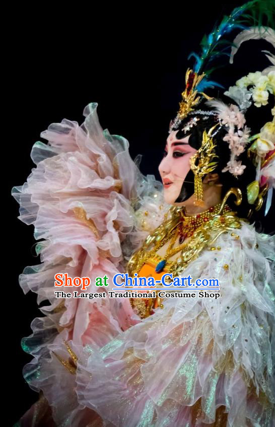 Chinese Han Opera Imperial Concubine Yang Yuhuan Garment Ni Chang Chang Ge Costumes and Headdress Traditional Hubei Hanchu Opera Hua Tan Apparels Actress Dress