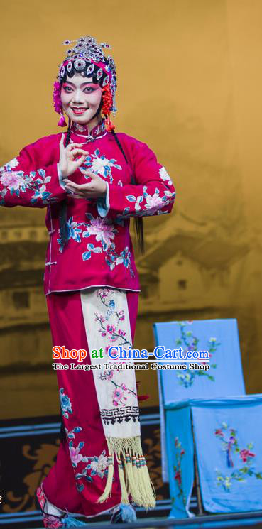 Chinese Han Opera Actress Yelu Hanyan Garment Gua Hua Costumes and Headdress Traditional Hubei Hanchu Opera Hua Tan Apparels Young Beauty Dress