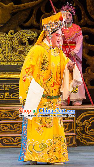 Yu Zhou Feng Chinese Hubei Hanchu Opera Qin Emperor Hu Hai Apparels Costumes and Headpieces Traditional Han Opera Monarch Garment Young Male Clothing