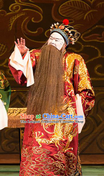 Yu Zhou Feng Chinese Hubei Hanchu Opera Jing Apparels Costumes and Headpieces Traditional Han Opera Elderly Male Garment Prime Minister Zhao Gao Clothing
