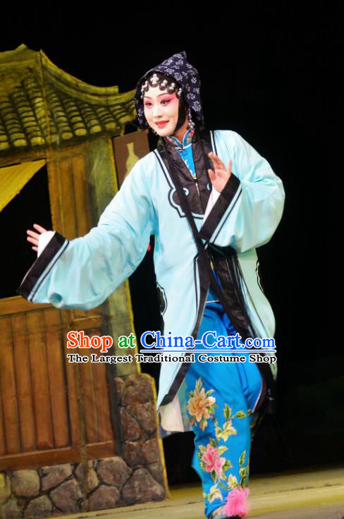 Chinese Han Opera Young Woman Garment Chun Niang Qu Costumes and Headdress Traditional Hubei Hanchu Opera Actress Apparels Diva Wang Chunniang Dress