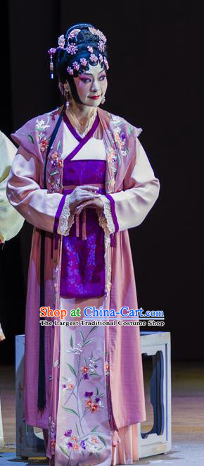 Chinese Han Opera Young Mistress Chun Mei Garment Jin Lian Costumes and Headdress Traditional Hubei Hanchu Opera Actress Apparels Dress