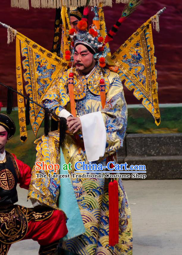 The Princess in Distress Chinese Guangdong Opera General Apparels Costumes and Headpieces Traditional Cantonese Opera Military Officer Garment Yelu Junxiong Clothing